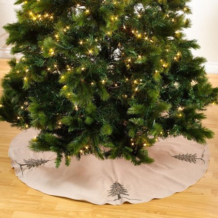 TISTHESEASON SARO 72 in. Round Silver Beaded Christmas Tree Skirt TI2483555